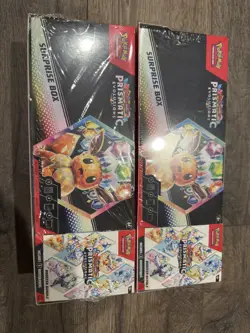 Lot Of 2 Pokemon Prismatic Evolutions Surprise Box+Booster Bundle Sams Club Set - Image 1