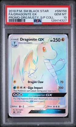 2018 POKEMON SM BLACK STAR PROMO #SM156 FULL ART/DRAGONITE GX PSA 10 - Image 1