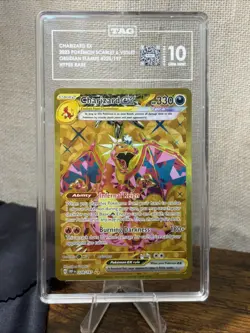 TAG 10 2023 Pokemon Charizard EX Obsidian Flames Holo Hyper Rare Card 228/197 - Image 1