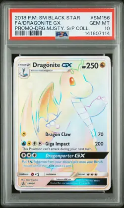 2018 Pokemon Black Star Promo Dragonite Gx SM156/70 PSA 10 - Image 1