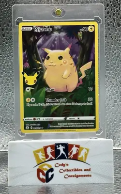 PIKACHU 2021 POKEMON SWORD & SHIELD CELEBRATIONS FULL ART HOLO 005/025 - Image 1