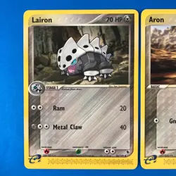 Aron 50/109 & Lairon 36/109 Ruby and Sapphire LOT Vtg Pokemon NM - Image 2