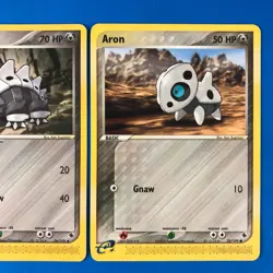 Aron 50/109 & Lairon 36/109 Ruby and Sapphire LOT Vtg Pokemon NM - Image 3