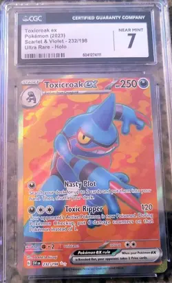 Toxicroak EX Full Art Pokemon Card CGC 7 NEAR MINT Scarlet & Violet 232/198 2023 - Image 2