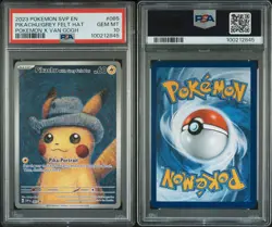 Pokemon Pikachu with Grey Felt Hat Van Gogh Full Art Promo SVP EN 085 PSA 10 - Image 3