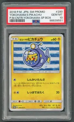 PSA PERFECT 10 Yokohama's Pikachu 280/SM-P 2018 Promo Pokemon Center Card Japnse - Image 1