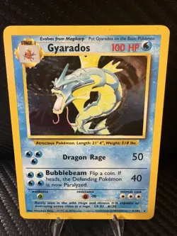 Gyarados 6/102 Base Set Holo Rare WOTC 1999 Pokemon Card MP - Image 1