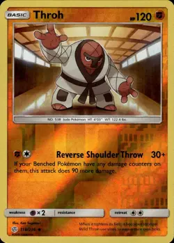Throh Uncommon SM Cosmic Eclipse 118/236 Fighting Reverse Holo Pokemon Card - Image 1