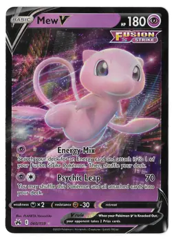 Pokemon Mew V 060/159 Fusion Strike Ultra Rare Psychic 180 HP Card (NM) - Image 1