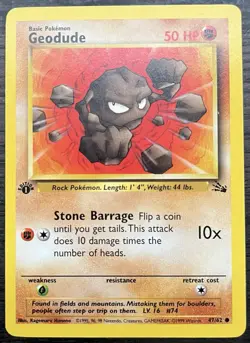 1st Edition Geodude 47/62 Pokemon TCG WOTC Base Set Fossil Common MINT NM - Image 1