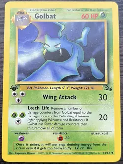 1st Edition Golbat 34/62 Pokemon TCG WOTC Base Fossil Uncommon MINT NM - Image 1