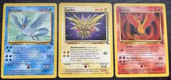 Zapdos Moltres Articuno Pokemon TCG WOTC Base Set Fossil Non Holo Bundle LP/MP - Image 1