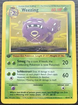 1st Edition Weezing 45/62 Pokemon TCG WOTC Base Set Fossil Light Play LP - Image 1