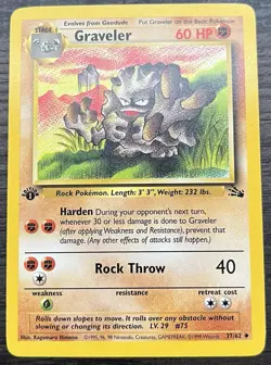 1st Edition Graveler 37/62 Pokemon TCG WOTC Base Set Fossil MINT NM - Image 1