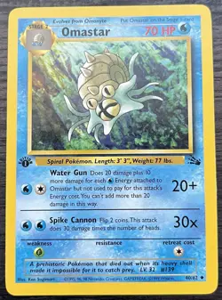 Omastar 40/62 Pokemon TCG Base Set Fossil Uncommon MINT NM - Image 1