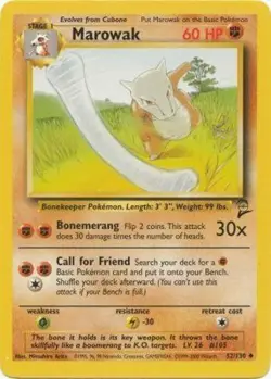 Heavily Played, English Pokemon Regular Marowak - 52/130 - Uncommon - Unlimited - Image 1