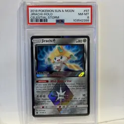 2018 JIRACHI 97/168 CELESTIAL STORM Pokemon PRISM STAR ULTRA RARE- PSA 8 - Image 1