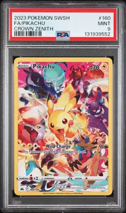 2023 POKEMON SWORD & SHIELD CROWN ZENITH #160 FULL ART/PIKACHU PSA 9 - Image 1