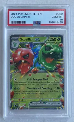 2024 Pokemon Temporal Forces Scovillain ex #022 PSA 10 Gem Mint Graded Card - Image 1