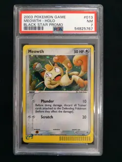 2003 Pokemon Game MEOWTH #013 NM Holo Black Star Promo Graded PSA 7 - Image 1