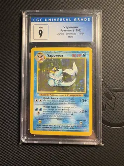 CGC 9 MINT Vaporeon 1999 Jungle 12/64 Holo Rare Pokemon Card - Image 1