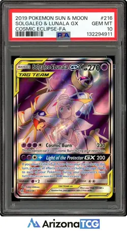 Pokemon 2019 Solgaleo & Lunala GX 216/236 Alt Art Cosmic Eclipse GEM MINT PSA 10 - Image 1