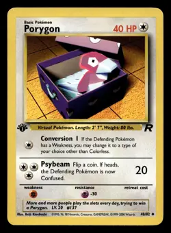 Porygon 48/82 Uncommon Team Rocket 1st Edition WOTC Pokemon NM - Image 1