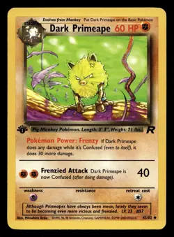 Dark Primeape 43/82 Uncommon Team Rocket 1st Edition WOTC Pokemon NM - Image 1