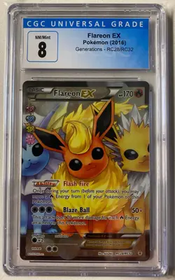 Pokemon TCG Generations Full Art - Flareon EX RC28/RC32 Graded CGC 8 - Image 1