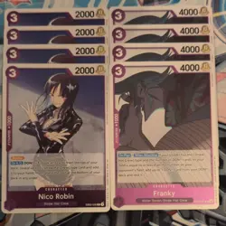 4 X One Piece Nico Robin EB02-036 R & 4 x Franky EB02-037 R Mint Foil Playsets - Image 1