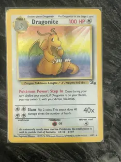 Dragonite 4/62 - Pokemon Tcg Fossil Unlimited Holo Rare Card Wotc DMG - Image 1