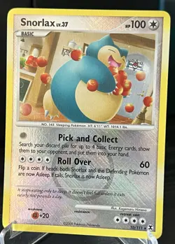 Snorlax (League Promo) 033/111 League & Championship Card-Reverse Holo (2009)-NM - Image 3