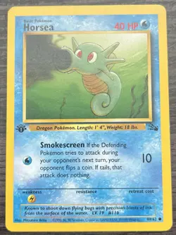 1st Edition Horsea 49/62 Pokemon TCG WOTC Base Set Fossil MINT - Image 1
