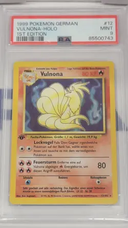 1999 Pokemon GERMAN 1st Edition Base Set Vulnona Ninetales Holo #12 PSA 9 - Image 1
