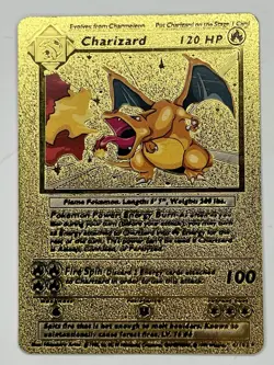 1999 WOTC Pokemon Charizard Gold Foil Fan Art Textured Card 4/102 - Rare - Image 1