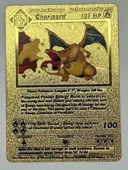 1999 WOTC Pokemon Charizard Gold Foil Fan Art Textured Card 4/102 - Rare - Image 2