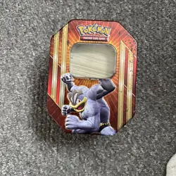 Pokemon TCG Empty Tin - Machamp EX Tin 2016 Triple Power Tin with lots of cards - Image 1