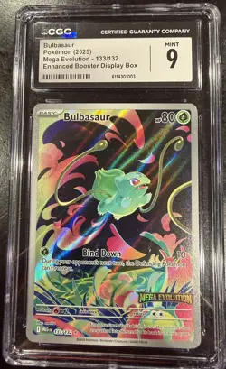 Bulbasaur 133/132 Mega Evolution Basic Regular CGC 9 Mint Pokemon TCG Card - Image 1