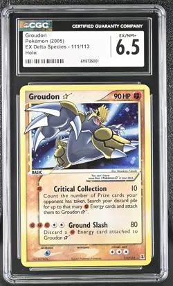 CGC 6.5 Groudon Gold Star 2005 EX Delta Species 111/113 Holo Pokemon Card - Image 1