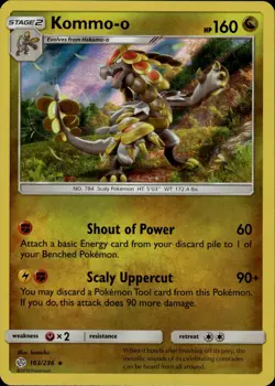 Kommo o Holo Rare SM Cosmic Eclipse 163/236 Dragon Holo Pokemon Card - Image 1