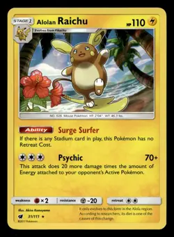 Alolan Raichu 31/111 Rare Crimson Invasion Holo Pokemon NM - Image 1
