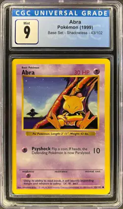 CGC 9 - ABRA - 43/102 - BASE SET 1999 SHADOWLESS - WOTC POKEMON [KAD-1] - Image 2