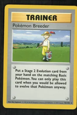 Pokemon Breeder 076/102 Base Set (Shadowless) NM Card - Image 1