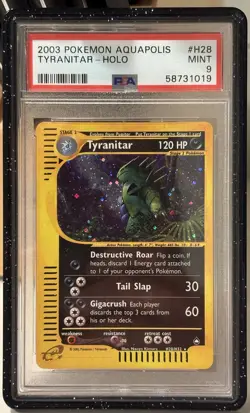 2003 POKEMON AQUAPOLIS #H28 TYRANITAR-HOLO PSA 9 - Image 1