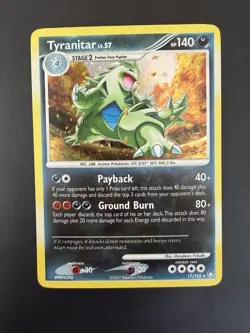 Pokemon TCG Tyranitar Mysterious Treasures Reverse Holo Rare Card 17/123 foil sw - Image 1