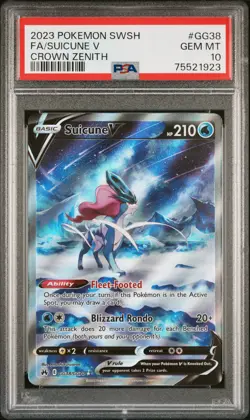 Pokemon Card Suicune V Gg38/gg70 PSA 10 Sword & Shield Crown Zenith - Image 1