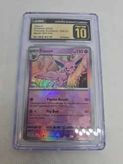 2025 Pokemon Prismatic Evolutions Espeon Master Ball Reverse Holo CGC Pristine10 - Image 2