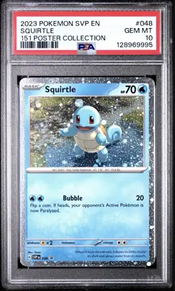 2023 POKEMON SVP EN-SV BLACK STAR PROMO 151 POSTER COLL #048 SQUIRTLE PSA 10 - Image 1