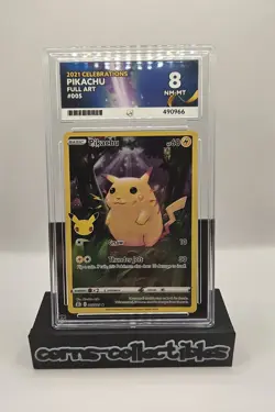 Pokemon Pikachu Holo Full Art 005/025 2021 Celebrations Graded ACE 8 - Image 1