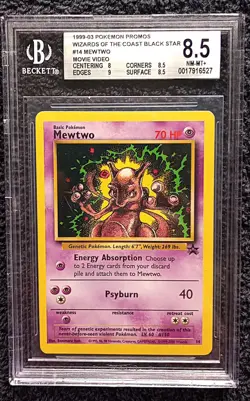Pokemon Mewtwo #14 Black Star Promo WOTC Vintage BGS 8.5 Graded Near Mint - Image 1